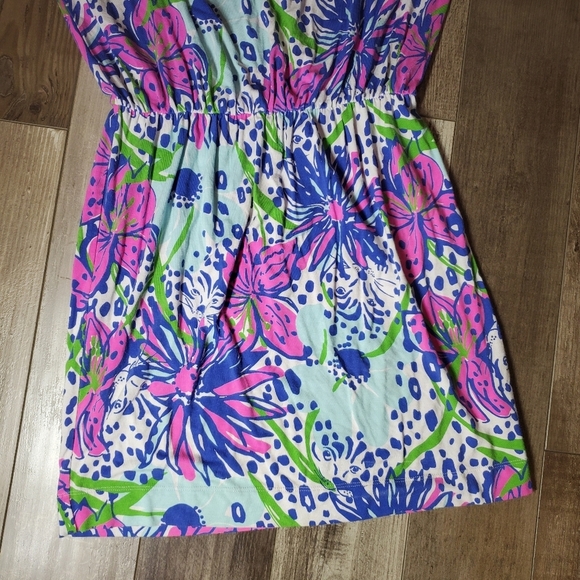 Lilly Pulitzer Floral In The Garden Cara Dress Drop Waist Dolman Sleeve Size XS - Picture 10 of 16